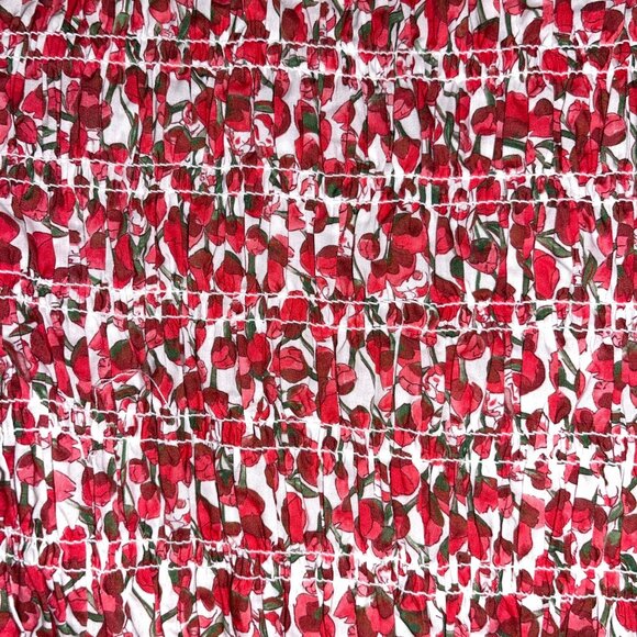 J Crew Womens Top Size Small Red Liberty Elizas Smocked Floral Pure Cotton - Picture 4 of 9